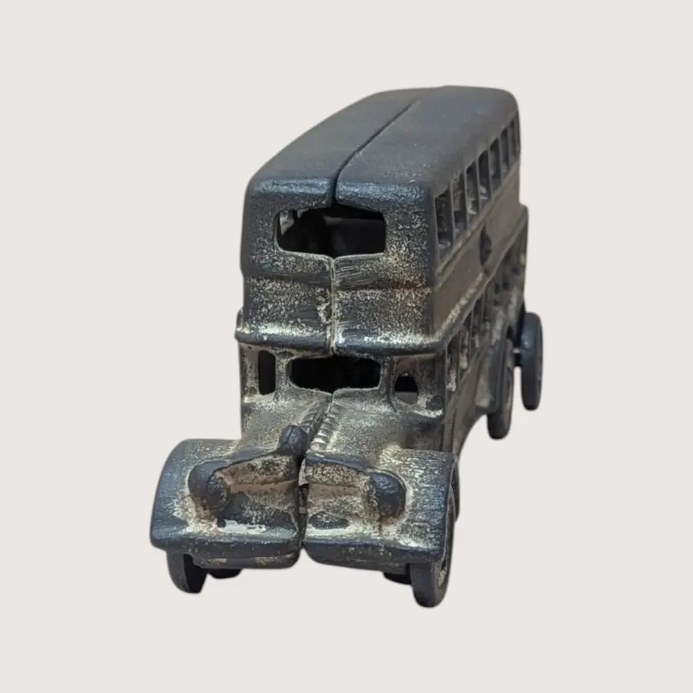 Vintage Cast Iron Double Decker Bus Toy